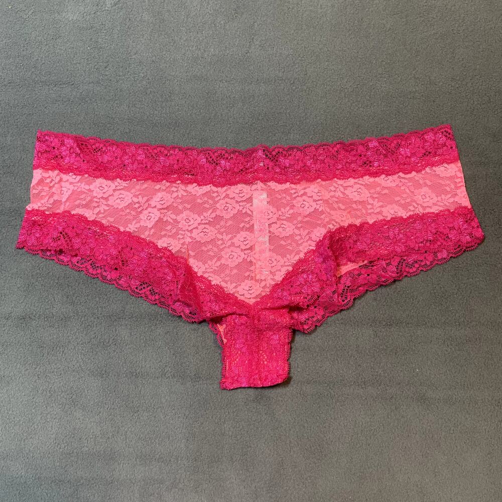 Victoria's Secret PINK 2012 Extra Low Rise Cheeky Panty Lace Waist Two Tone Rare